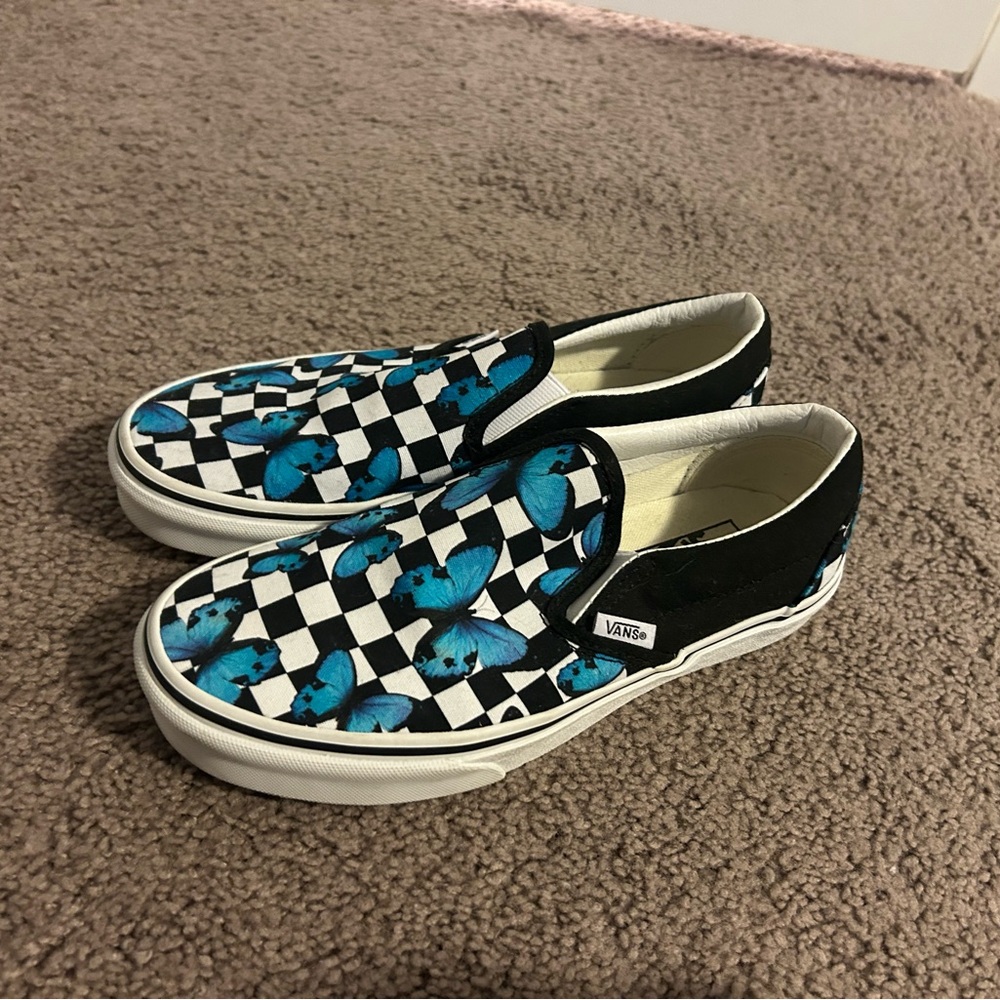 Vans Black and Blue Sneakers with Checkerboard Pattern